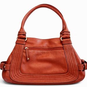 Tignanello Brick Red Pebbled Leather Shoulder Bag NWOT Multi Pocket Satchel